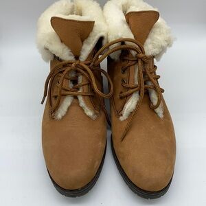 Maine Woods Sherpa Lined Suede Leather Ankle Boots Sz 6.5M